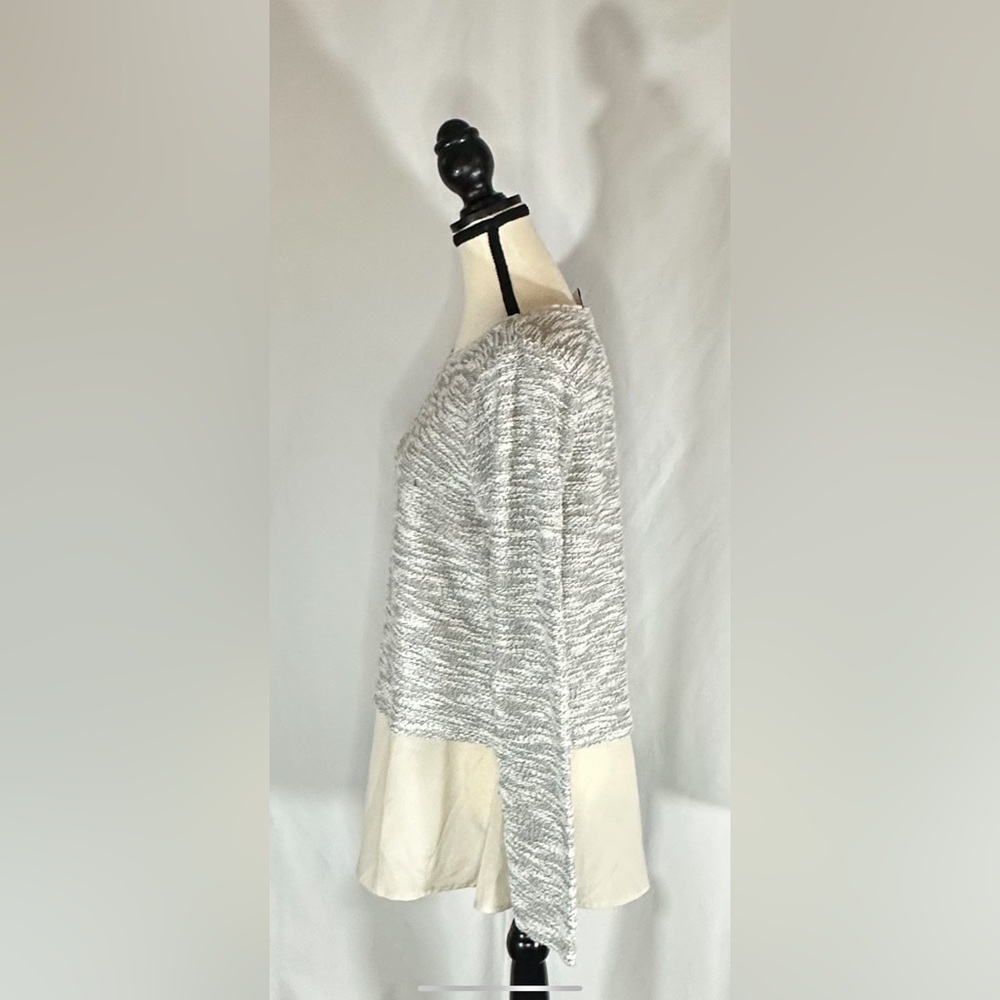 White House Black Market • Sweater Womens Lg Sparkly Knit Layered Chiffon Hem - Picture 2 of 10